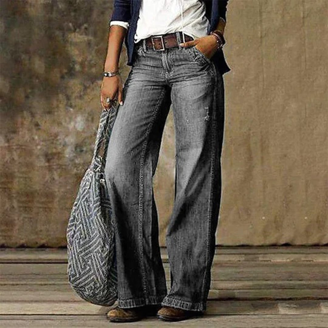 Raquel | Jeans Wide Leg Mujer Desgastados Tiro Medio