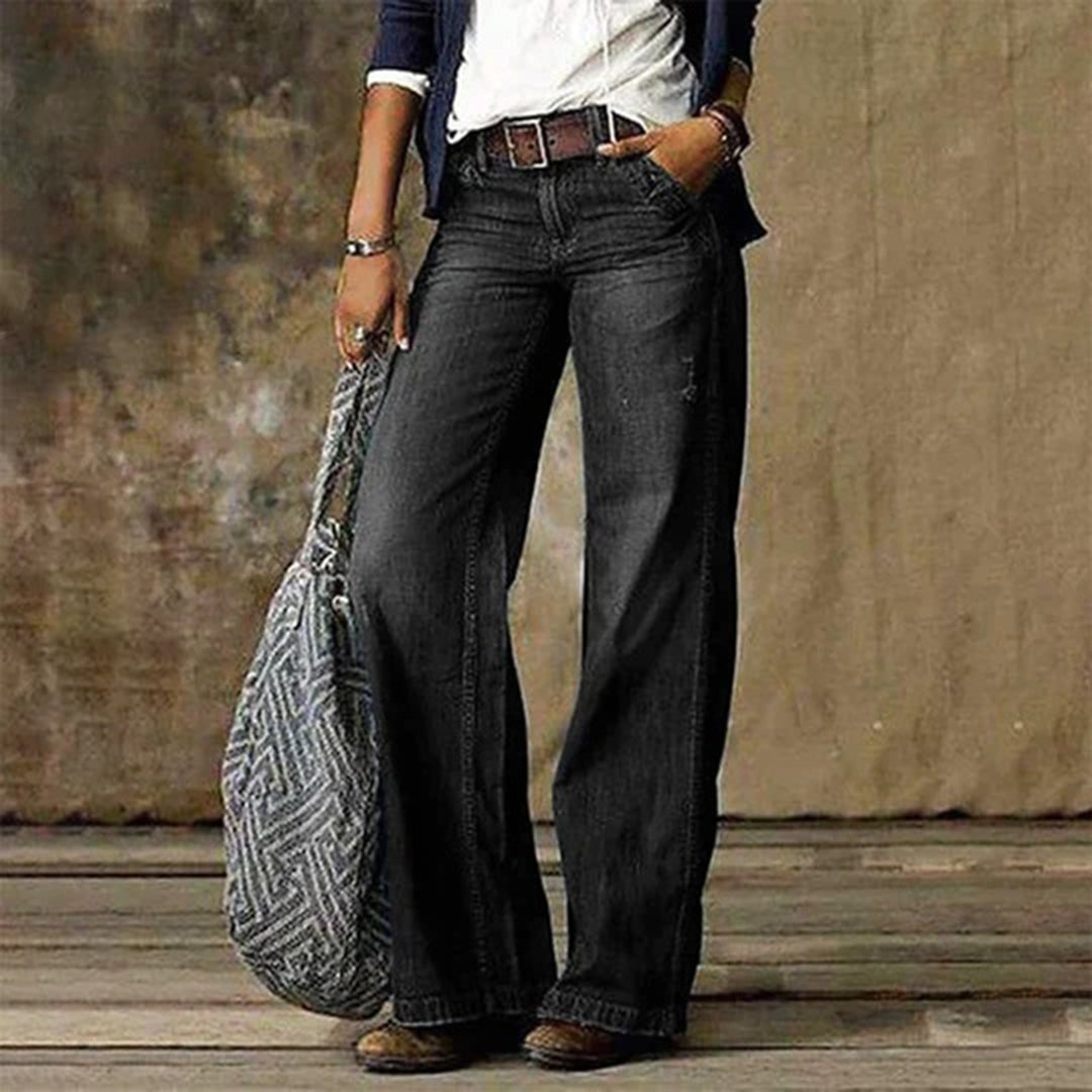 Raquel | Jeans Wide Leg Mujer Desgastados Tiro Medio