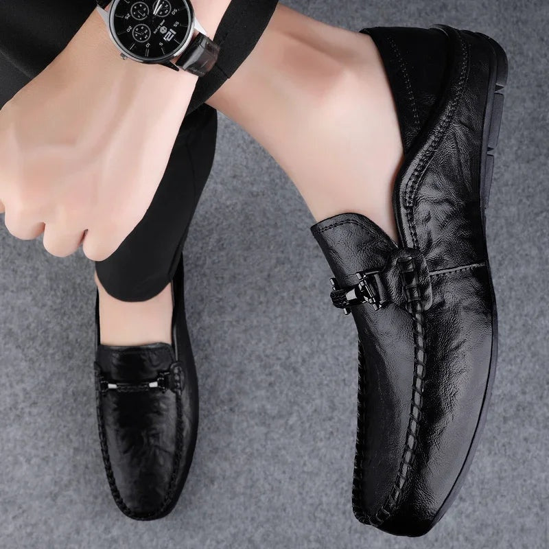 Raúl | Mocasines de Cuero Hombre Hebilla Metálica