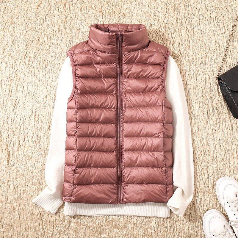 Rebeca | Chaleco Acolchado de Plumas Mujer Cuello Alto Cremallera