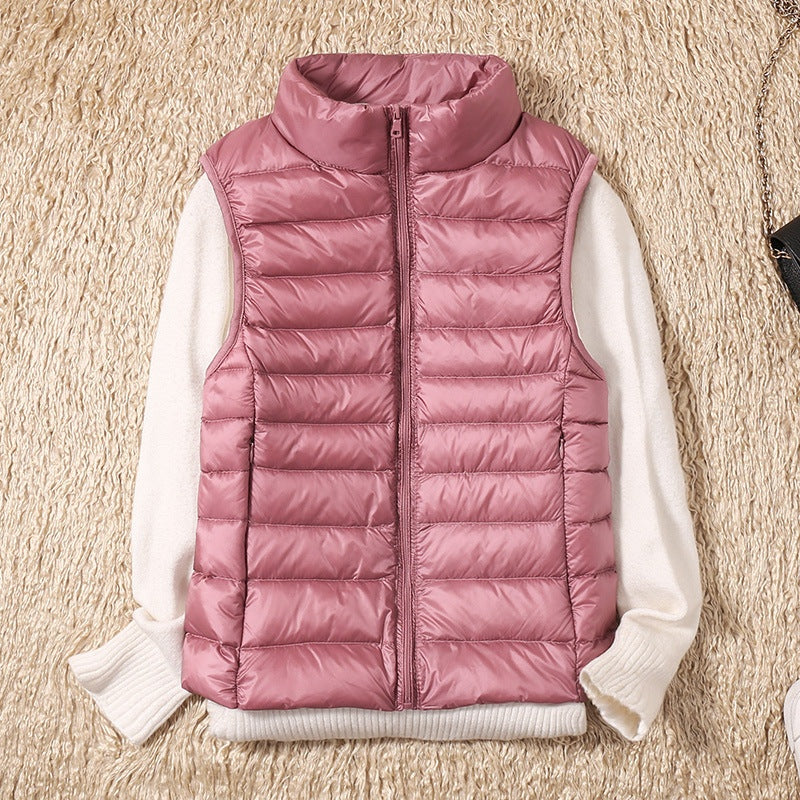 Rebeca | Chaleco Acolchado de Plumas Mujer Cuello Alto Cremallera
