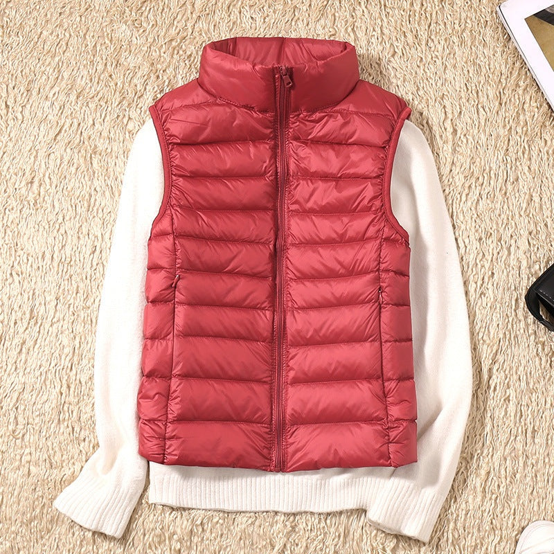 Rebeca | Chaleco Acolchado de Plumas Mujer Cuello Alto Cremallera