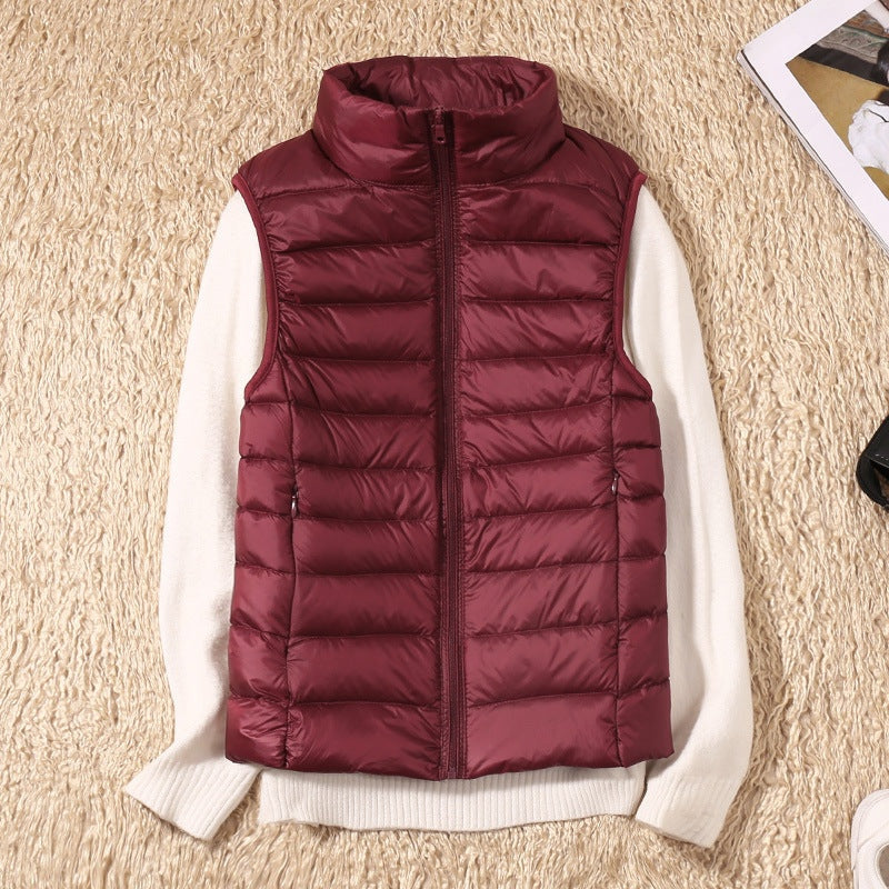 Rebeca | Chaleco Acolchado de Plumas Mujer Cuello Alto Cremallera