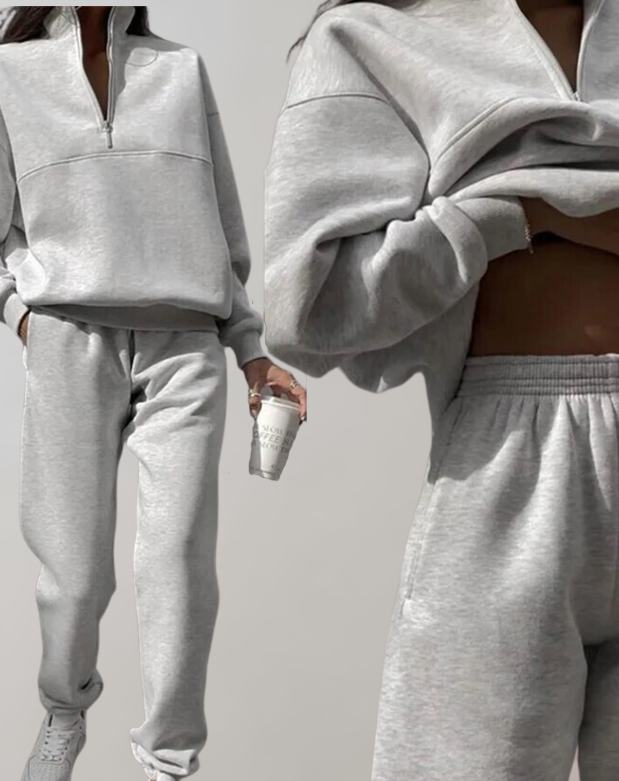 Rebeca | Conjunto de Forro Polar Mujer Quarter Zip Jogger