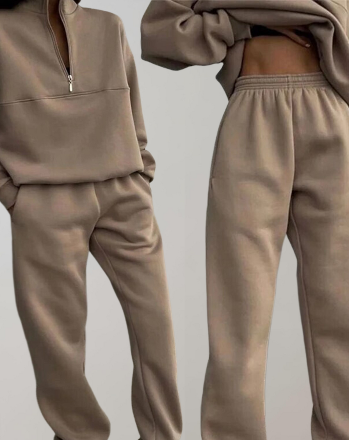 Rebeca | Conjunto de Forro Polar Mujer Quarter Zip Jogger