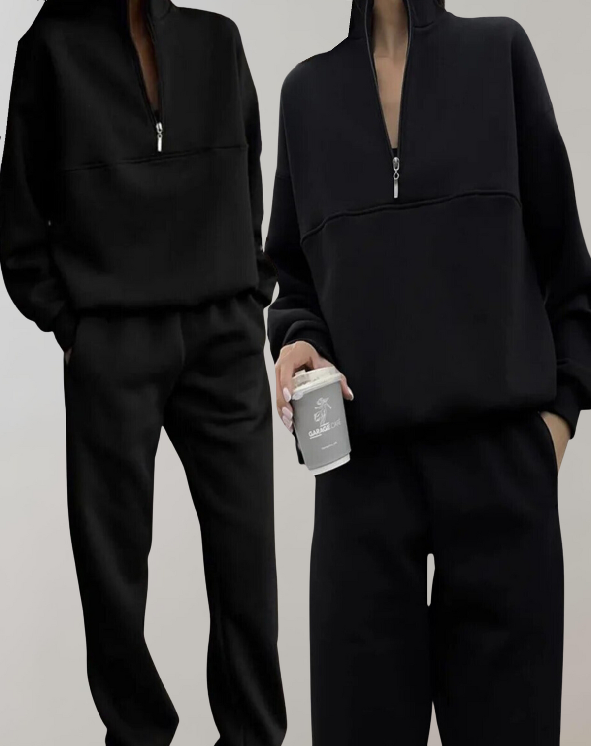 Rebeca | Conjunto de Forro Polar Mujer Quarter Zip Jogger