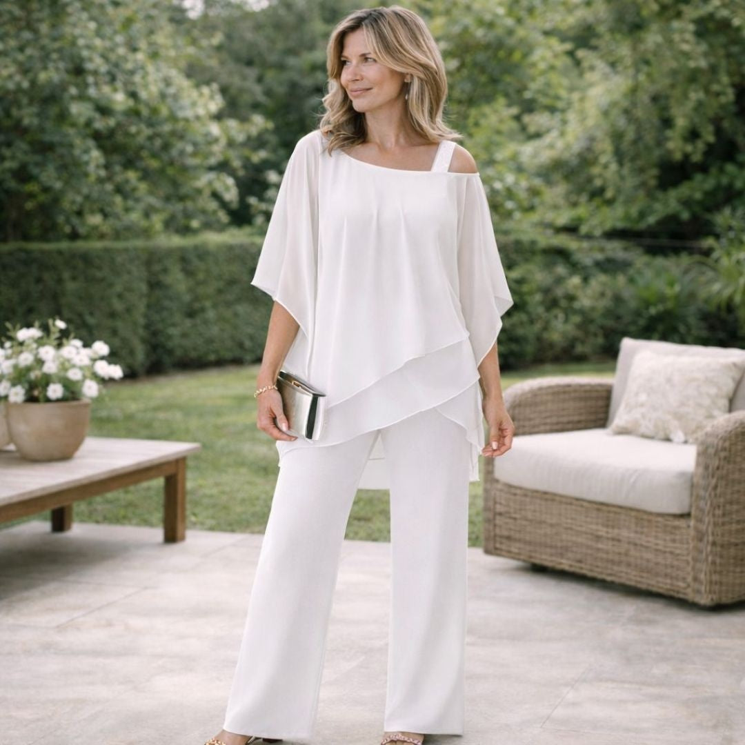 Rebeca | Conjunto Elegante de Dos Piezas Mujer Gasa Palazzo