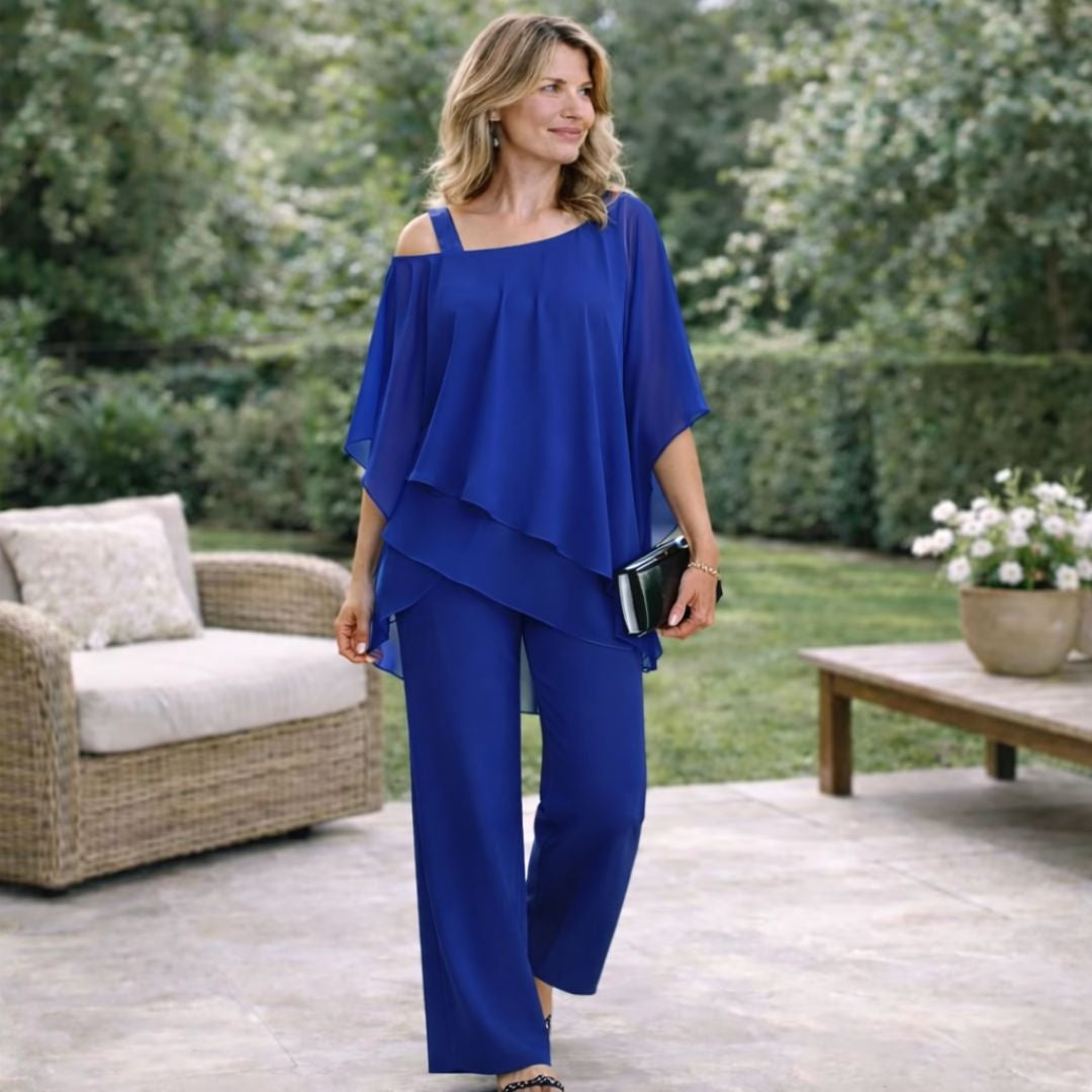 Rebeca | Conjunto Elegante de Dos Piezas Mujer Gasa Palazzo