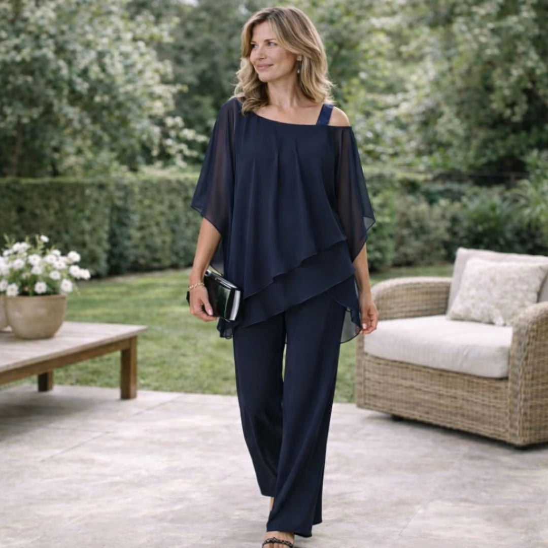 Rebeca | Conjunto Elegante de Dos Piezas Mujer Gasa Palazzo
