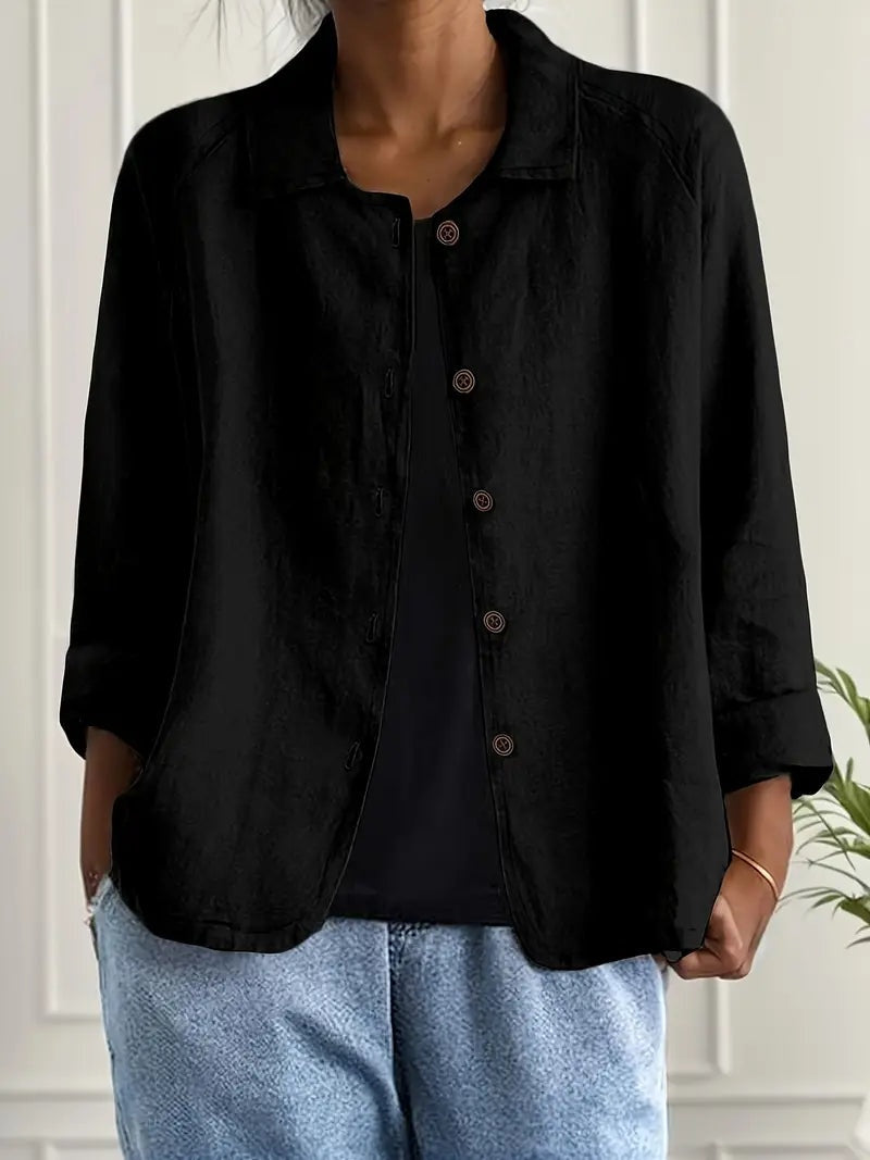 Remedios | Chaqueta de Lino con Botones Mujer Manga Larga