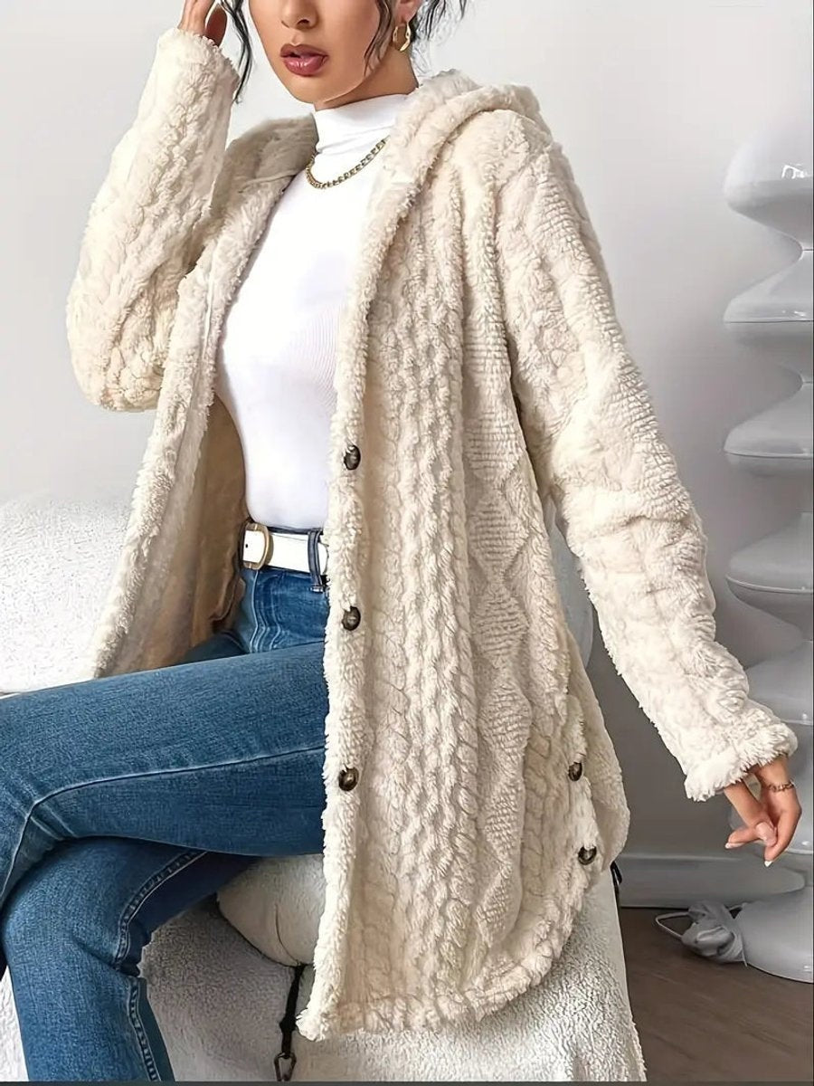 Remedios | Forro Polar con Capucha Mujer Oversize Botones