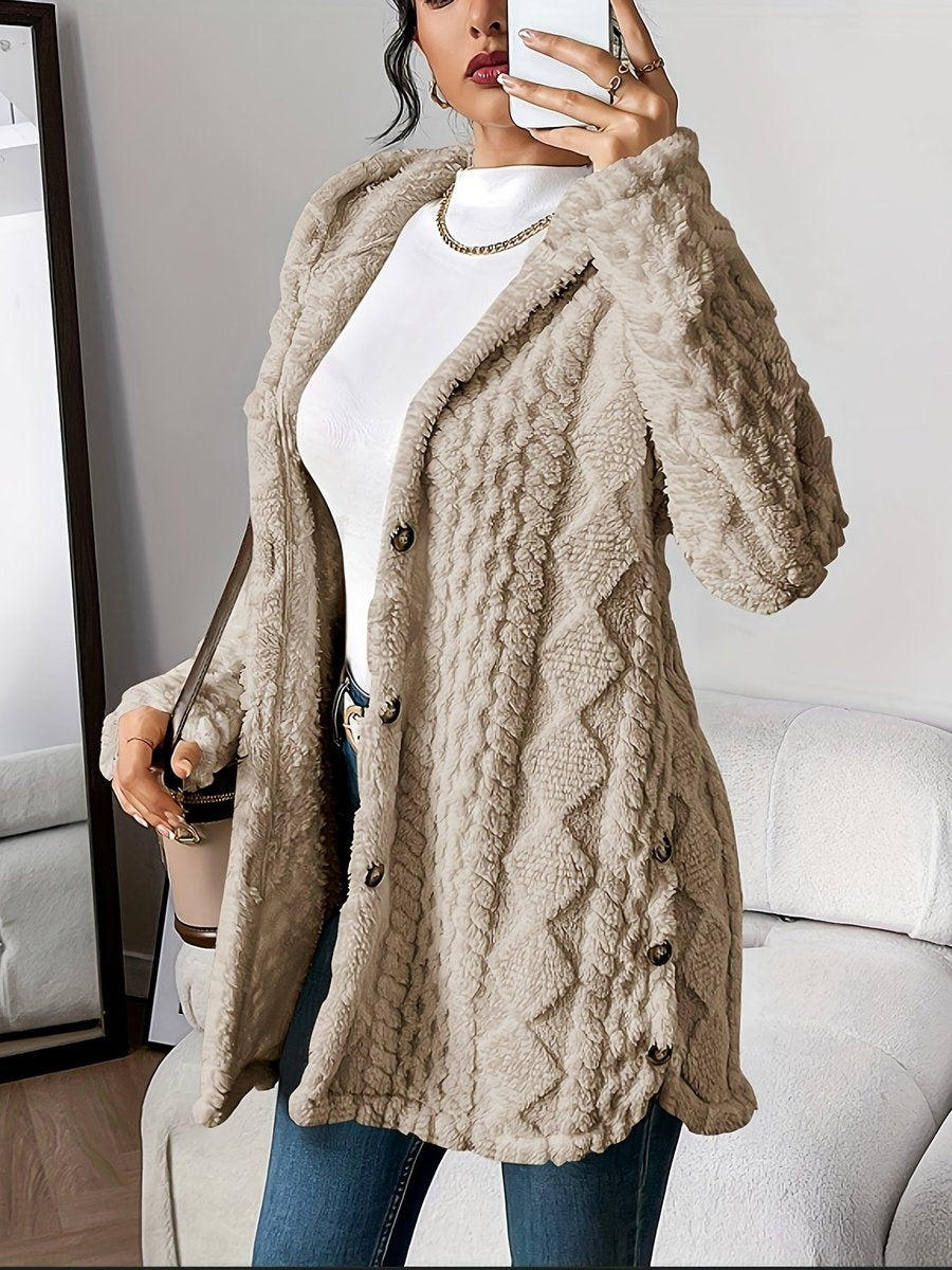 Remedios | Forro Polar con Capucha Mujer Oversize Botones