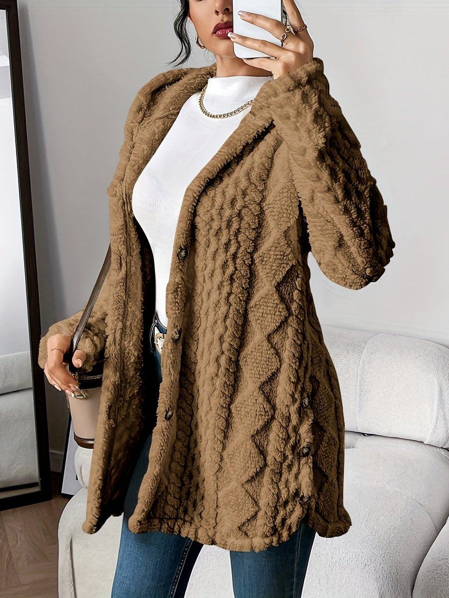Remedios | Forro Polar con Capucha Mujer Oversize Botones