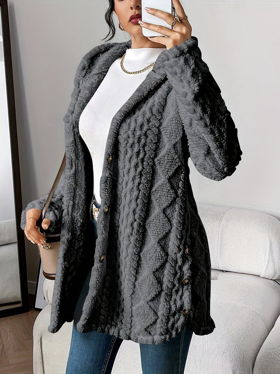 Remedios | Forro Polar con Capucha Mujer Oversize Botones