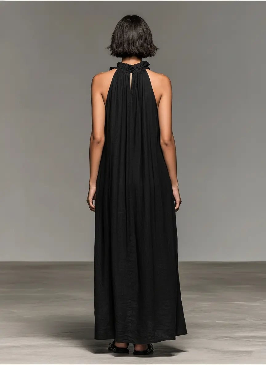 Remedios | Vestido Largo con Volantes Halter Mujer Sin Mangas