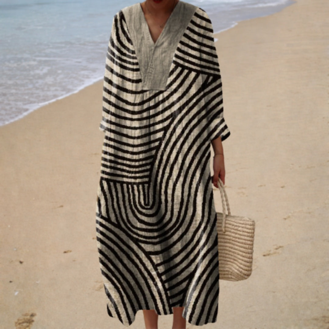 Remedios | Vestido Largo de Punto Estampado Patchwork Mujer Sin Mangas