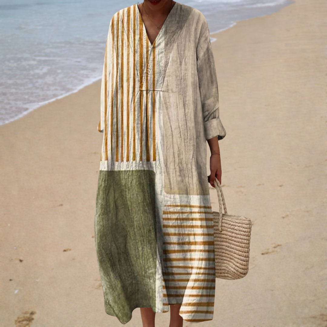 Remedios | Vestido Largo de Punto Estampado Patchwork Mujer Sin Mangas