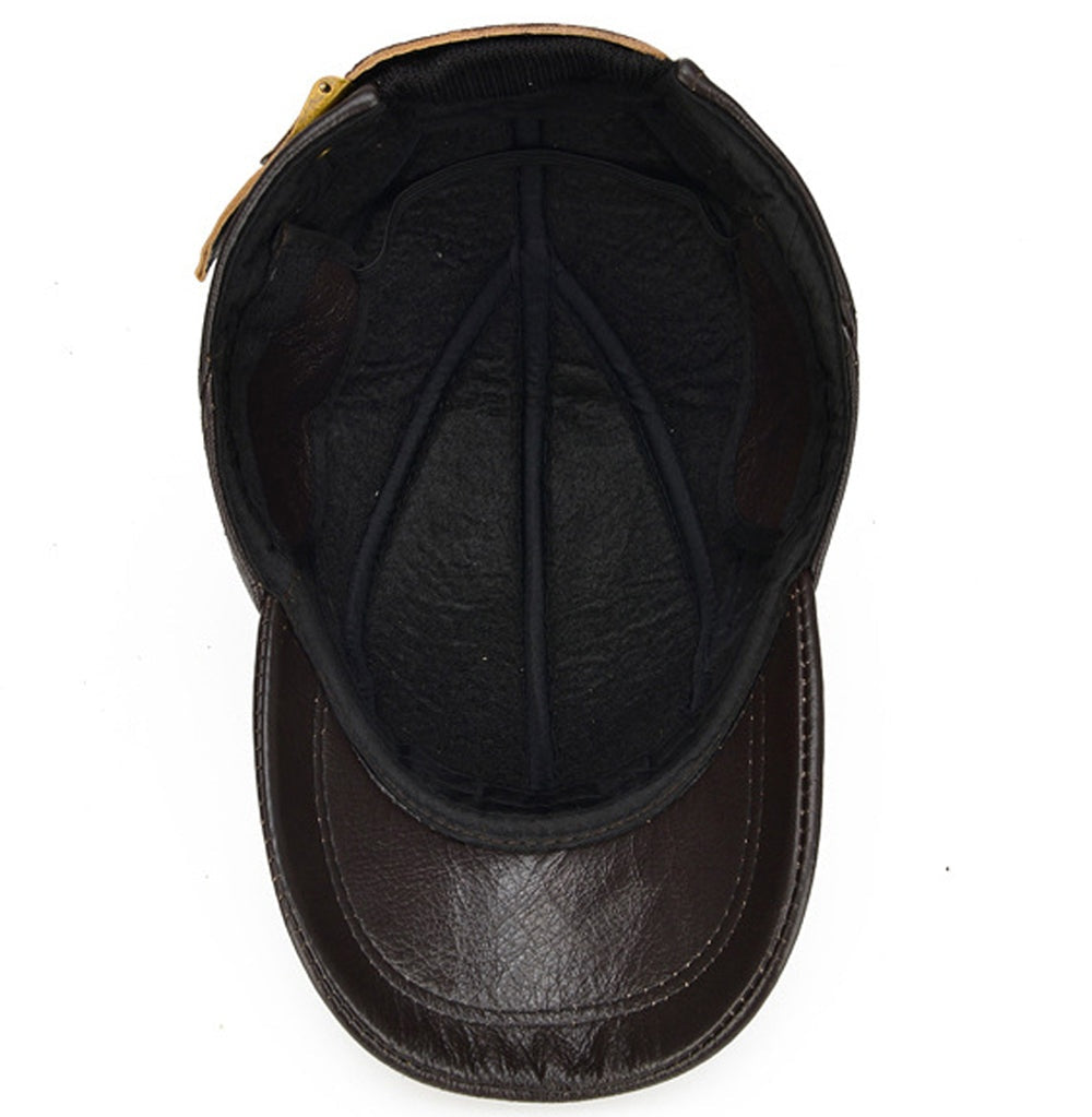 Roberto | Gorra de Cuero Genuino Hombre Orejeras Plegables