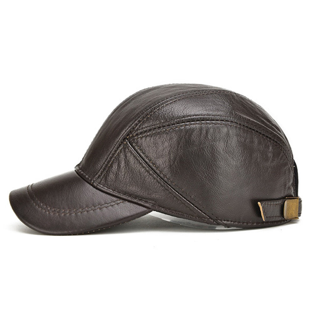 Roberto | Gorra de Cuero Genuino Hombre Orejeras Plegables