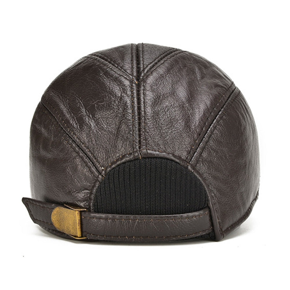 Roberto | Gorra de Cuero Genuino Hombre Orejeras Plegables