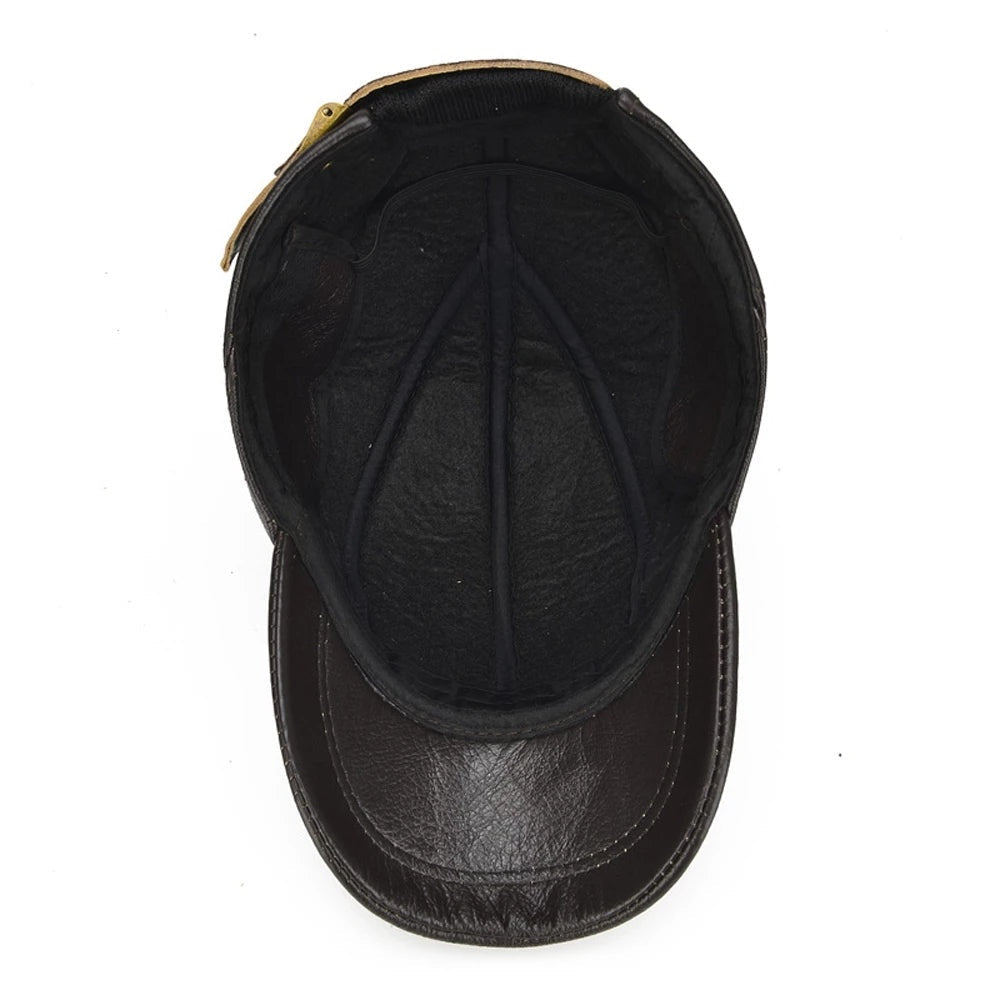 Roberto | Gorra de Cuero Genuino Hombre Orejeras Plegables