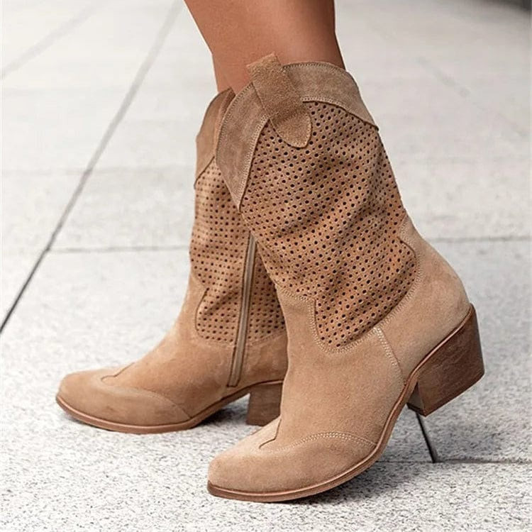 Rocío | Botas Cowboy Mujer Ante Perforado Caña Media