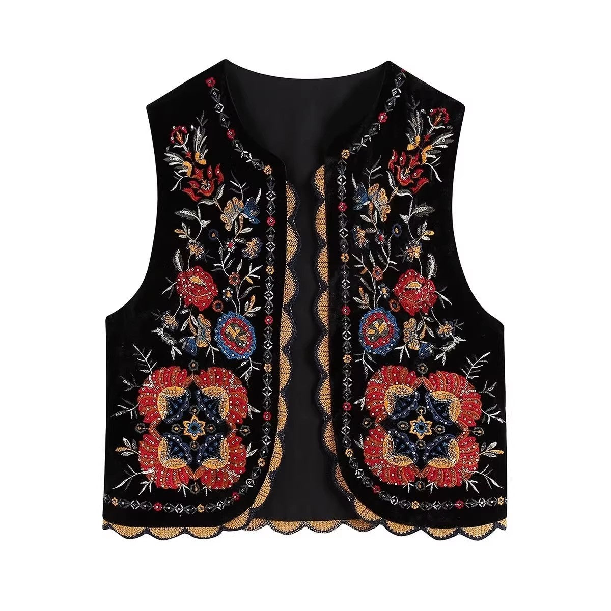 Rocío | Chaleco Bordado Boho Mujer Estampado Floral