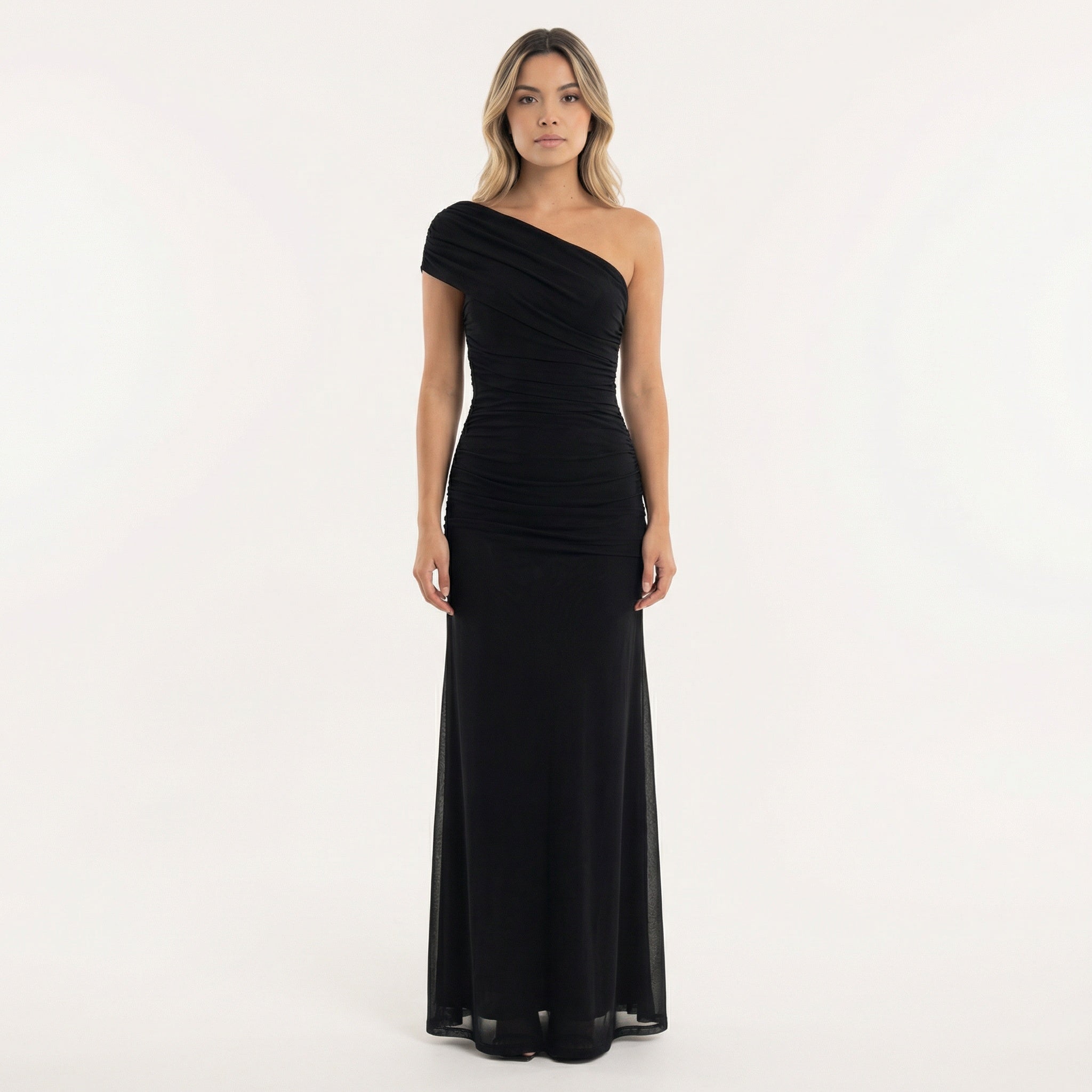 Rocío | Vestido Largo de Fiesta Un Hombro Mujer Fruncido