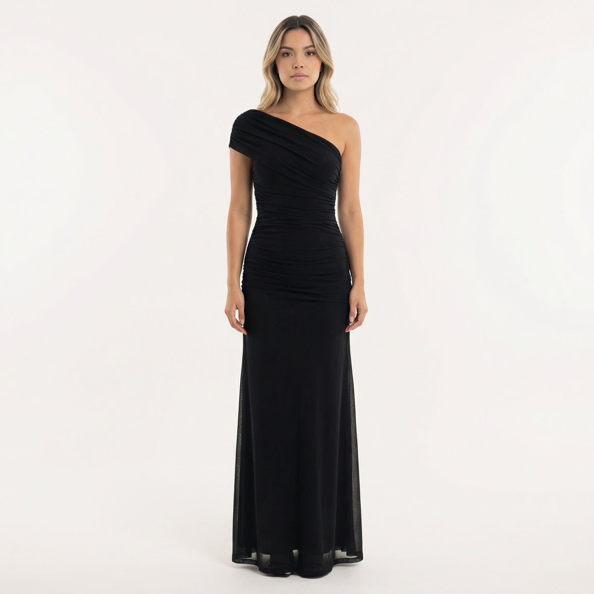 Rocío | Vestido Largo de Fiesta Un Hombro Mujer Fruncido