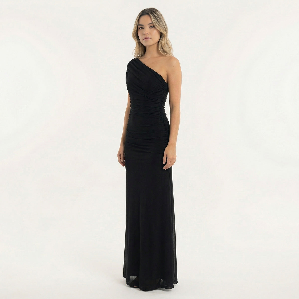 Rocío | Vestido Largo de Fiesta Un Hombro Mujer Fruncido
