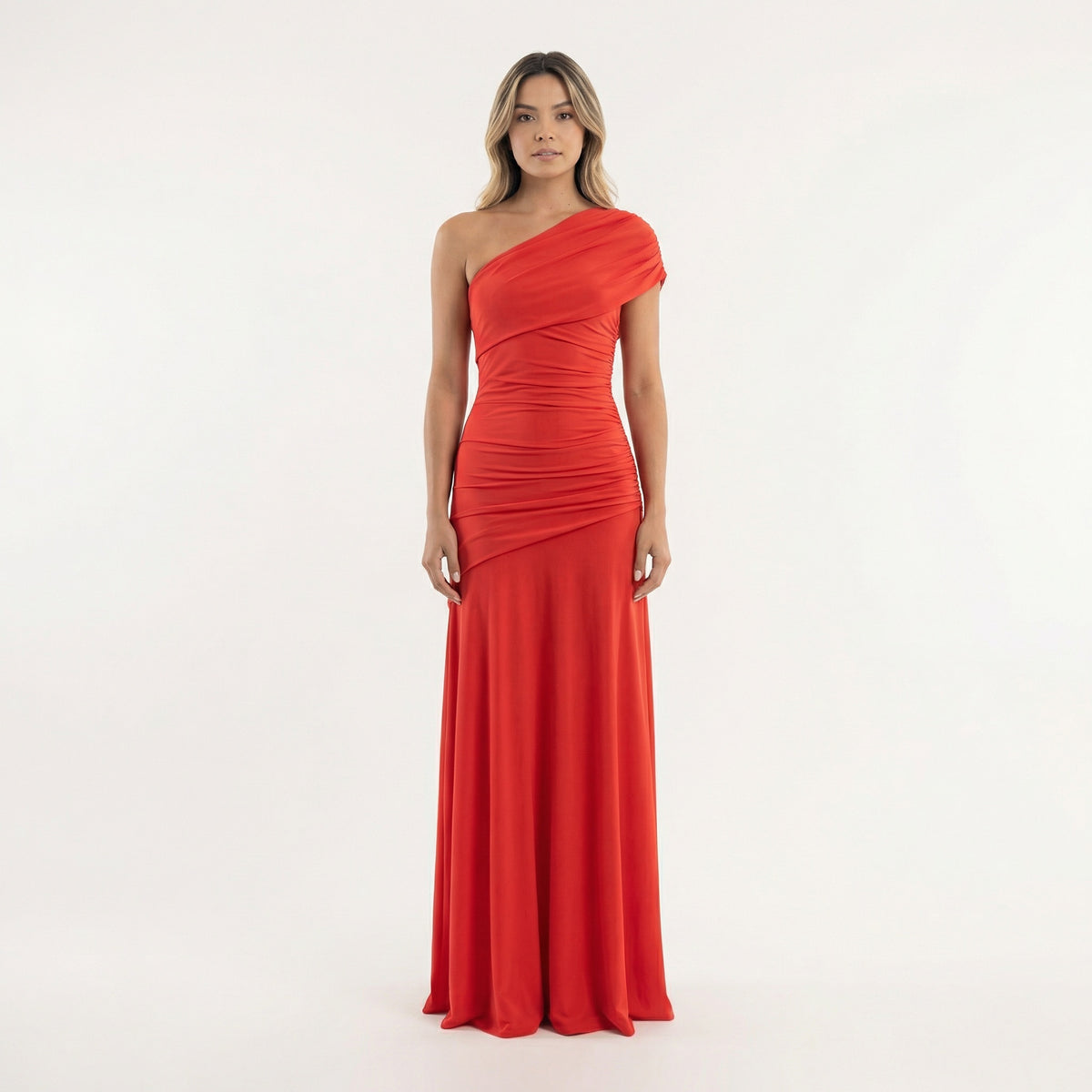 Rocío | Vestido Largo de Fiesta Un Hombro Mujer Fruncido
