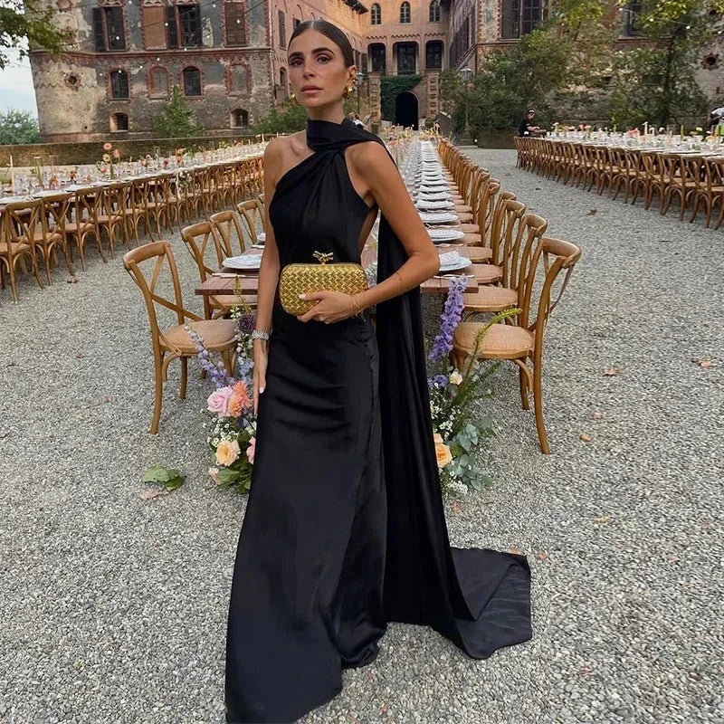 Rocío | Vestido Largo de Gala Un Hombro Mujer Drapeado