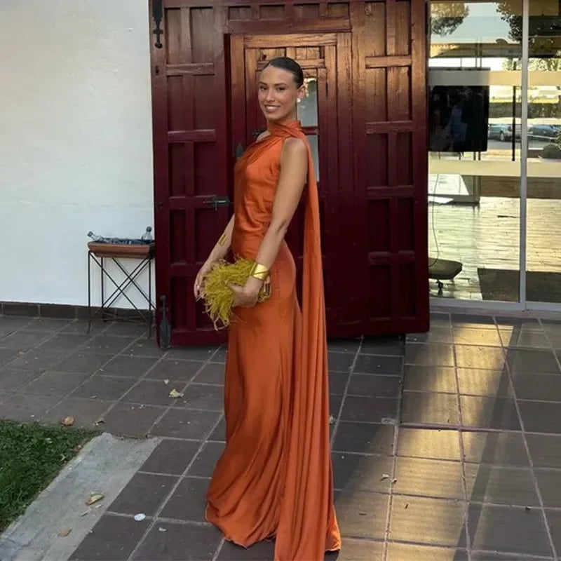 Rocío | Vestido Largo de Gala Un Hombro Mujer Drapeado
