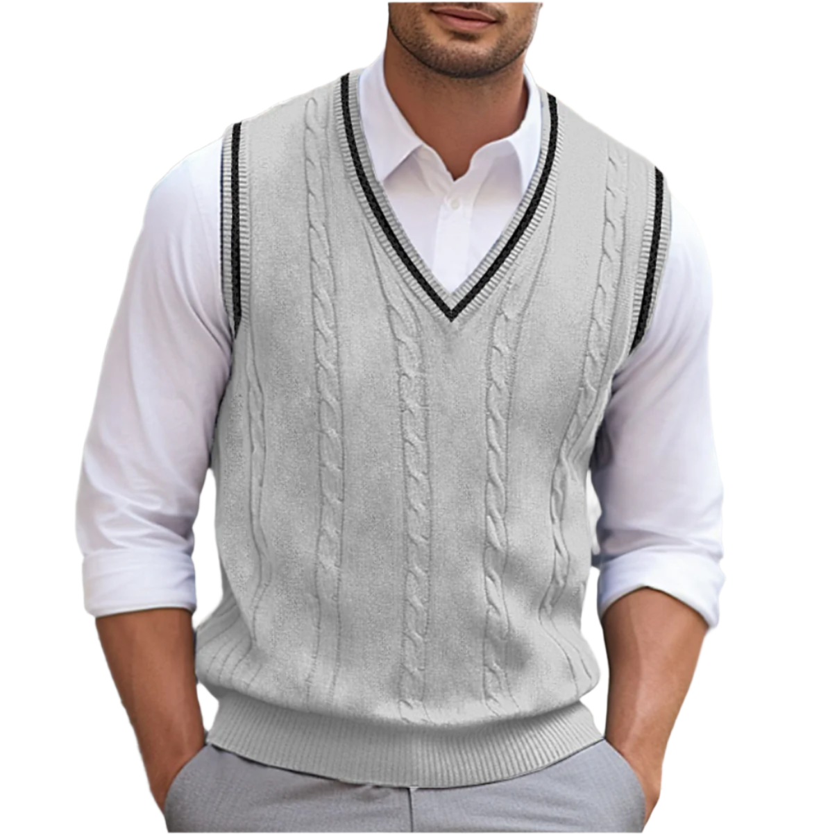 Rodrigo | Chaleco de Punto Hombre Cuello en V Cable Knit