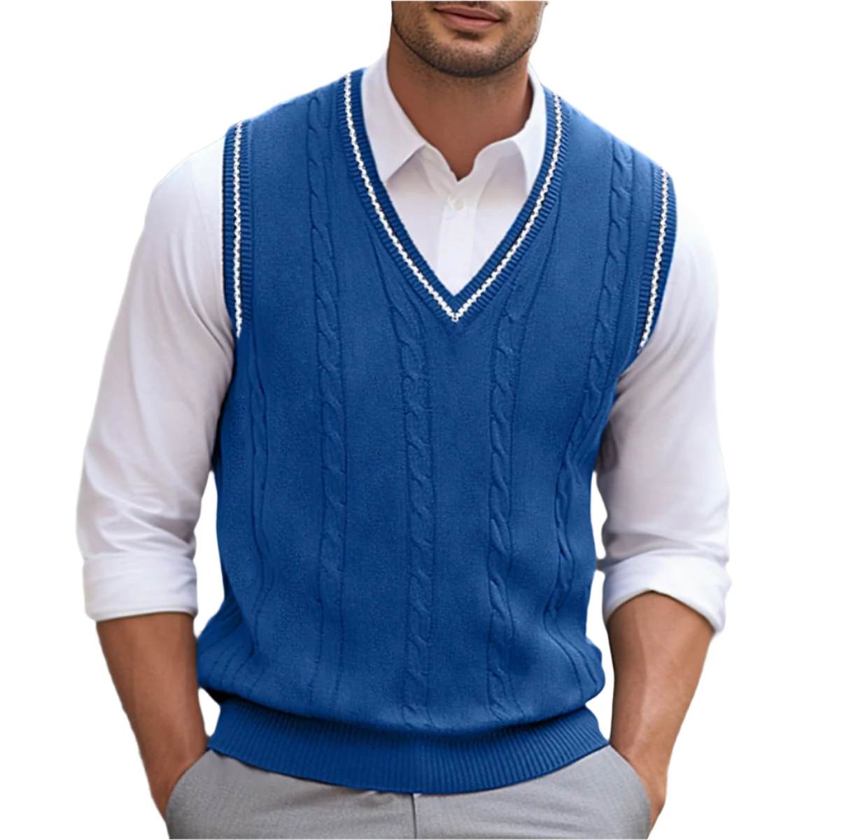 Rodrigo | Chaleco de Punto Hombre Cuello en V Cable Knit