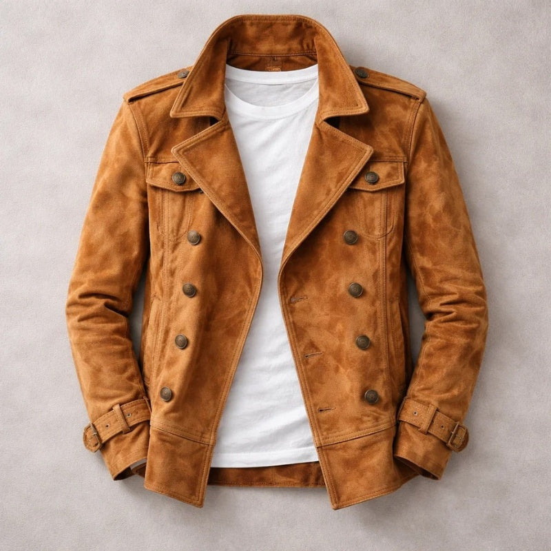 Rodrigo | Chaqueta Harrington de Ante Hombre Doble Botonadura