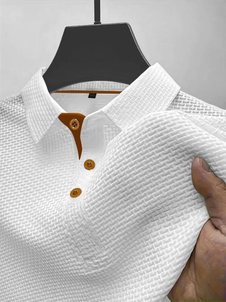 Rodrigo | Polo Blanco Hombre Cuello Clásico Botones Contraste