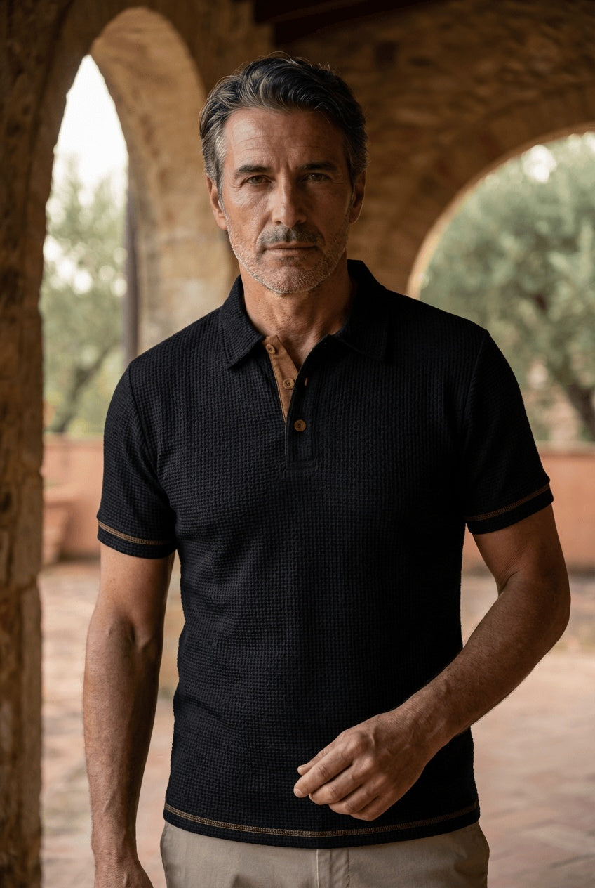 Rodrigo | Polo Blanco Hombre Cuello Clásico Botones Contraste