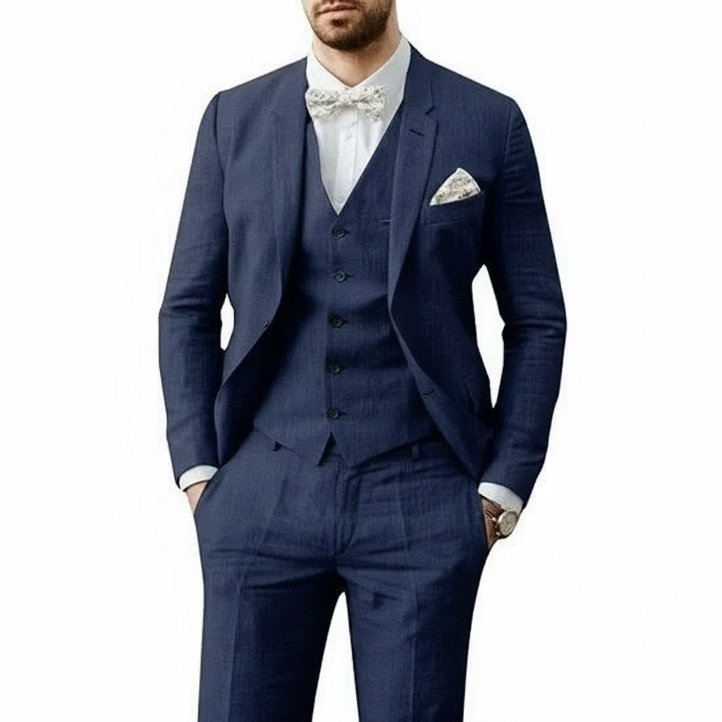 Rodrigo | Traje de Lino de 3 Piezas Hombre Chaleco