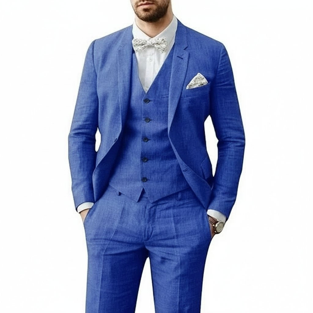 Rodrigo | Traje de Lino de 3 Piezas Hombre Chaleco