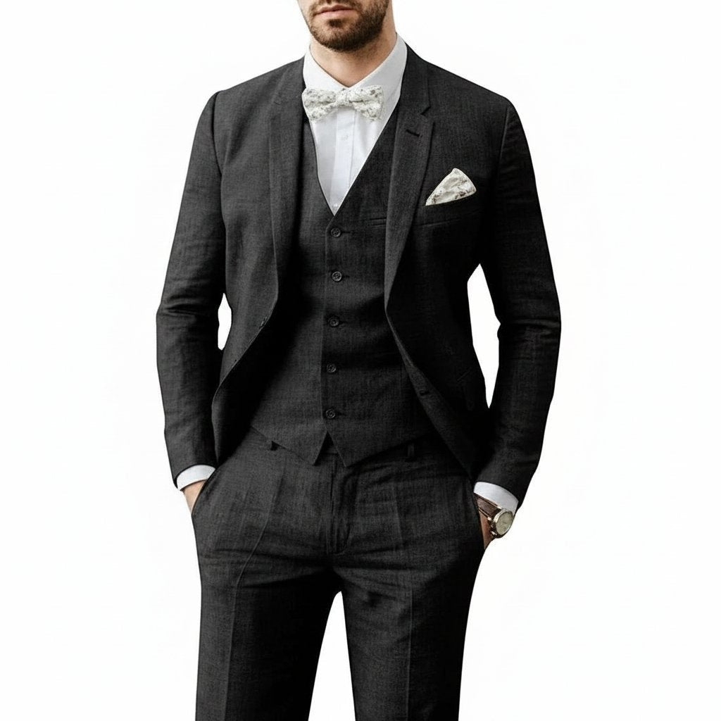 Rodrigo | Traje de Lino de 3 Piezas Hombre Chaleco