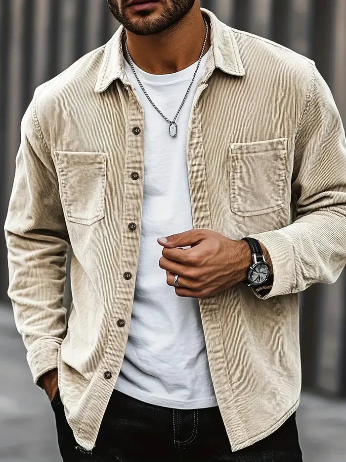 Rubén | Camisa de Pana Oversize Hombre Manga Larga Bolsillos