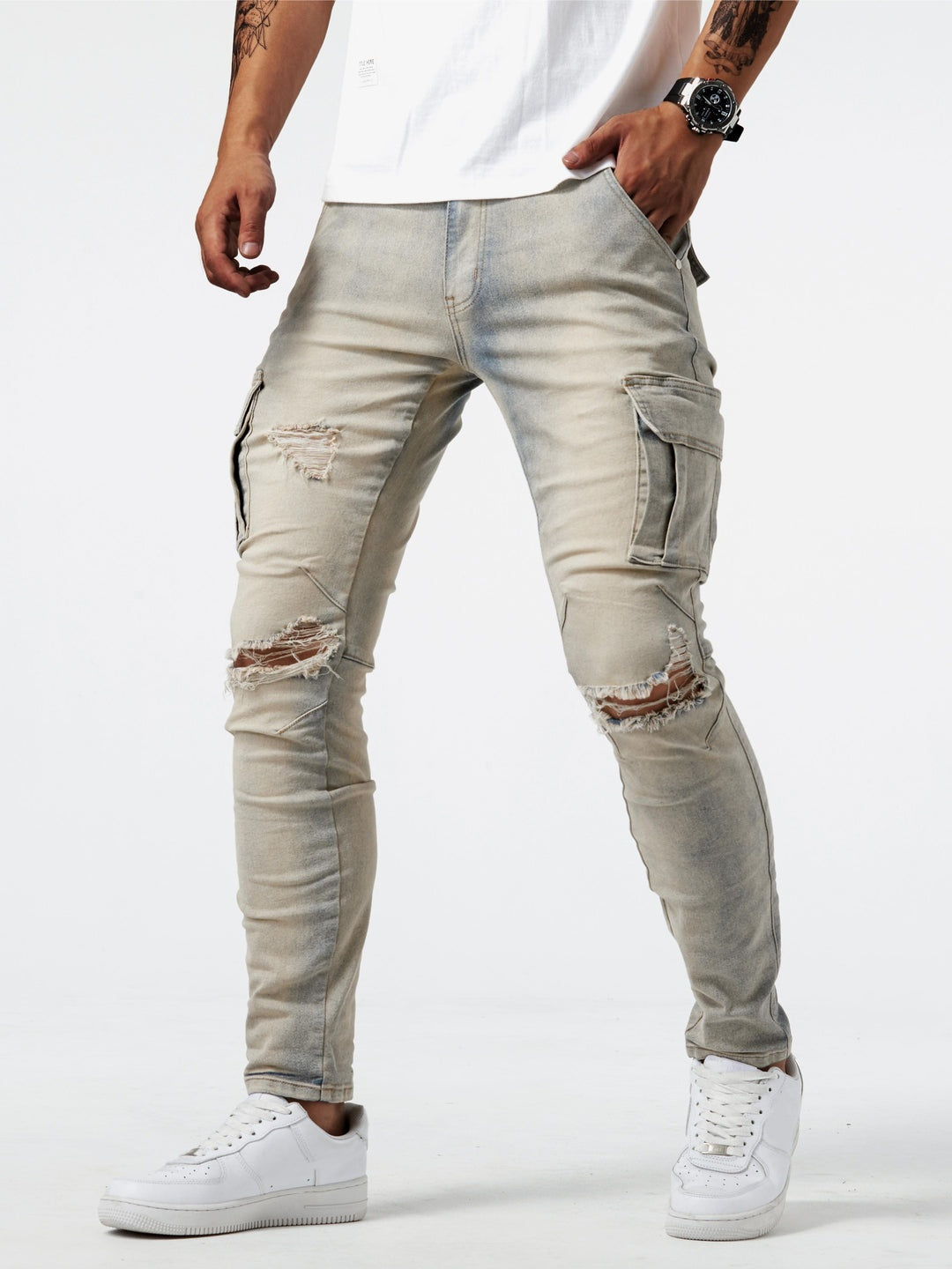 Rubén | Jeans Cargo Slim Hombre Bolsillos Laterales