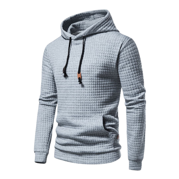 Rubén | Sudadera con Capucha Hombre Textura Cuadros Bolsillo Canguro