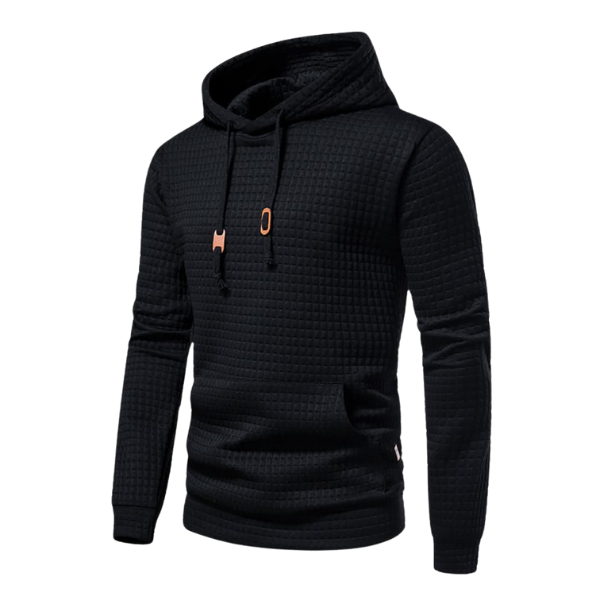 Rubén | Sudadera con Capucha Hombre Textura Cuadros Bolsillo Canguro