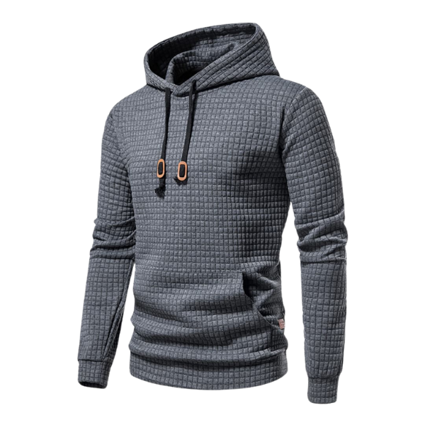 Rubén | Sudadera con Capucha Hombre Textura Cuadros Bolsillo Canguro