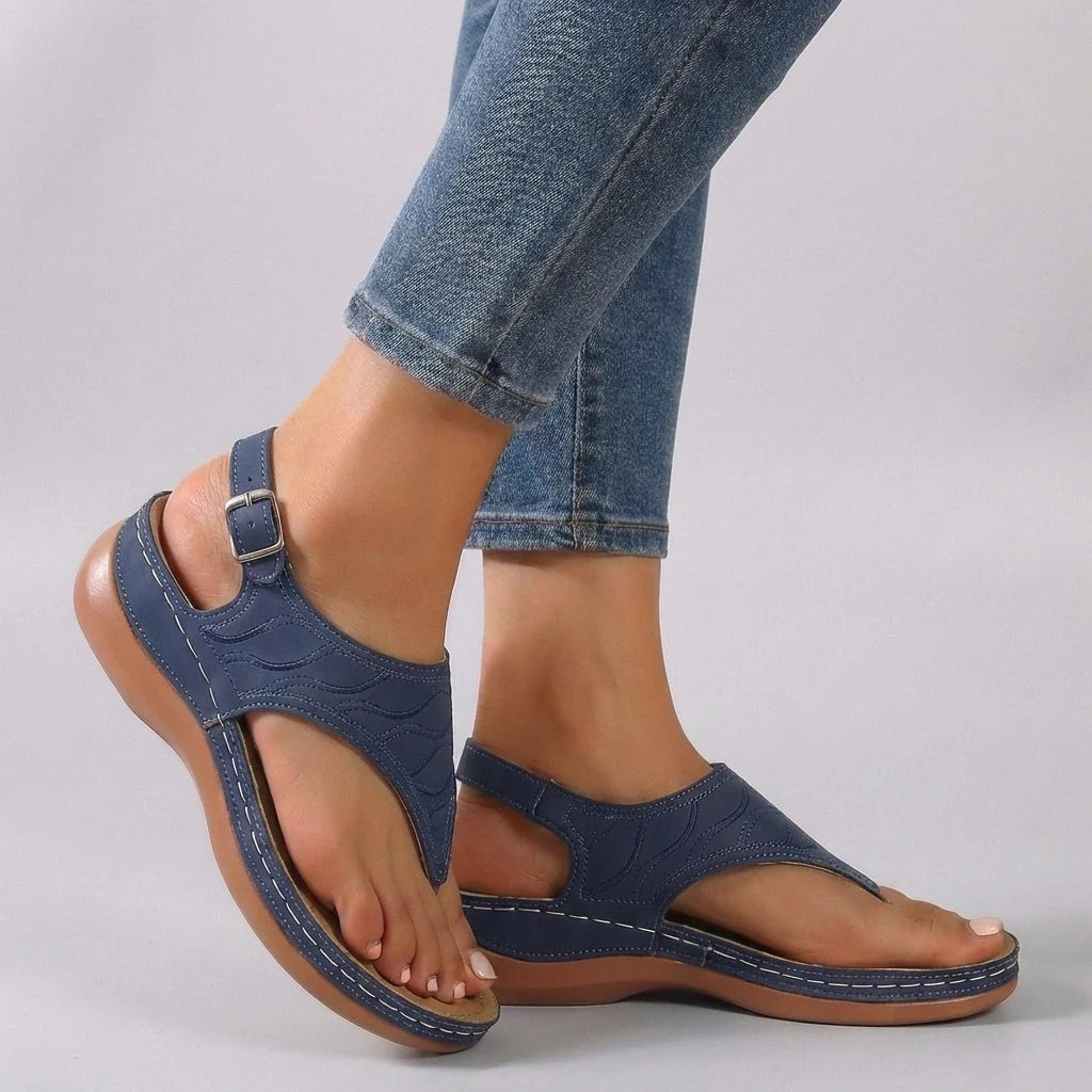 Sandalias de Cuña con Hebilla Mujer Pulsera Tobillo