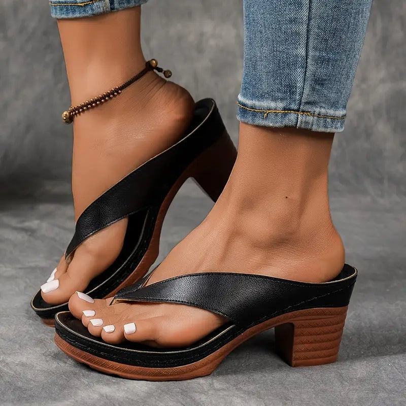 Sandalias de Cuña de Tacón Mujer Tira Entre Dedos