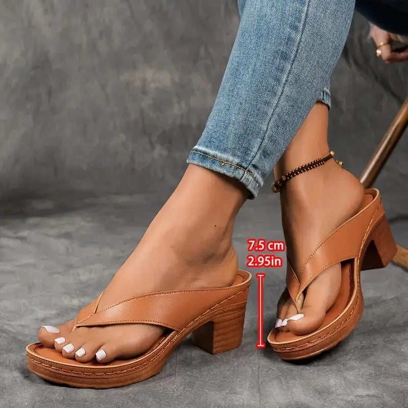 Sandalias de Cuña de Tacón Mujer Tira Entre Dedos