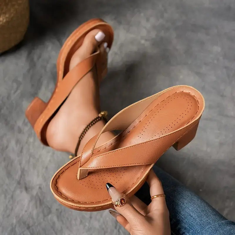 Sandalias de Cuña de Tacón Mujer Tira Entre Dedos